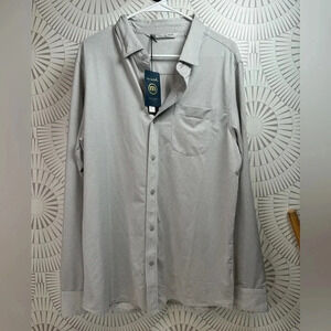 Travis Mathew NWT gray and white long sleeve button up shirt‎ Large